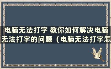 电脑无法打字 教你如何解决电脑无法打字的问题（电脑无法打字怎么办？）